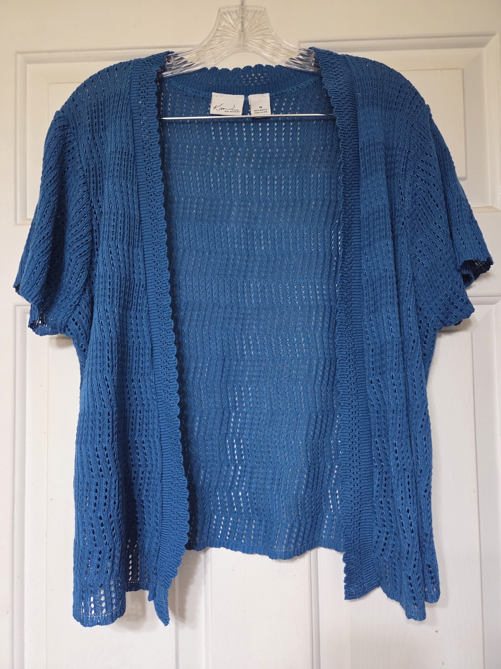 Kim Rogers Open-Front Short Sleeve Cardigan - Blue